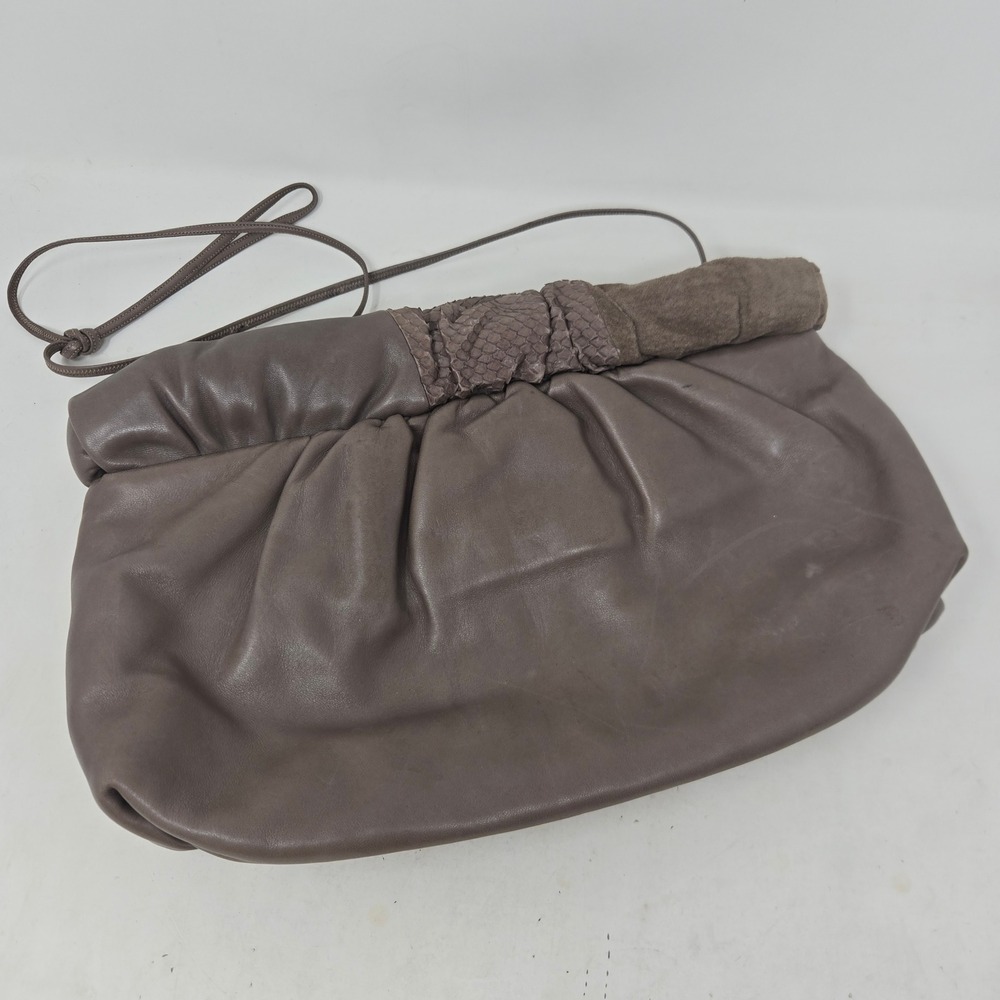 Morris Moskowitz Vintage Leather‎ Snakeskin Suede Slouchy Clutch Shoulder Bag
